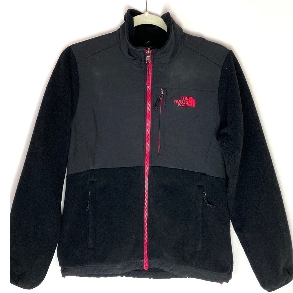The North Face Pink Ribbon Denali black fleece with pink zipper size small